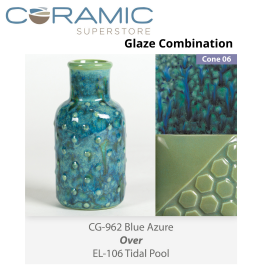 Blue Azure CG962 over Tidal Pool EL106 Glaze Combination Blue Azure CG962 over Tidal Pool EL106 Glaze Combination